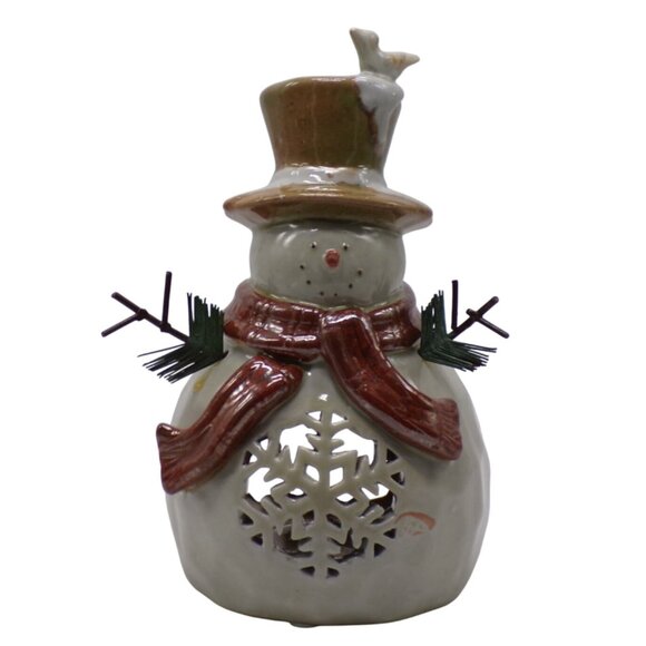Hallmark Snowman w/Star & Snowflake Cutouts Design Tealight Holder 9" - Picture 1 of 7